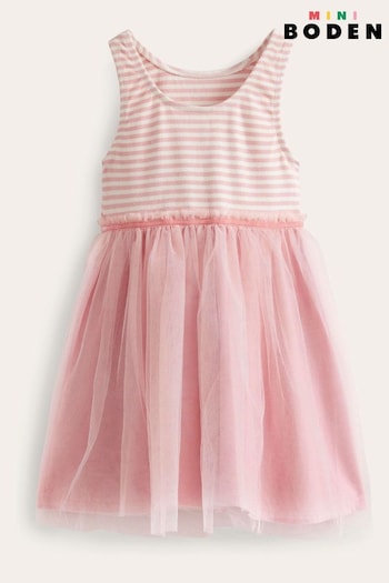 Boden Pink Jersey Tulle Mix Dress Moda (N70609) | £32 - £37
