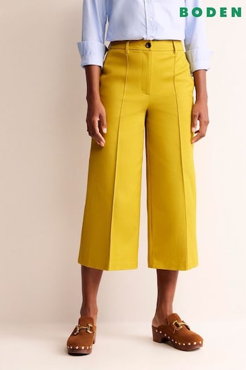 Boden Yellow Clean Wide Crop Trousers (N70637) | £98