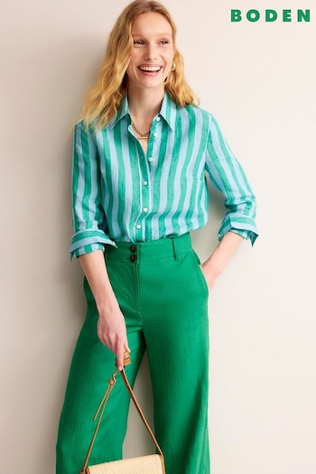 Boden Green Sienna Linen Shirt (N70689) | £70