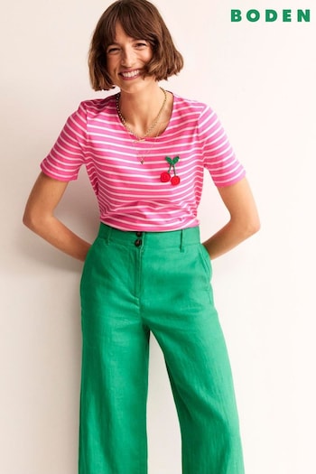 Boden Pink Crochet T-Shirt (N70696) | £32