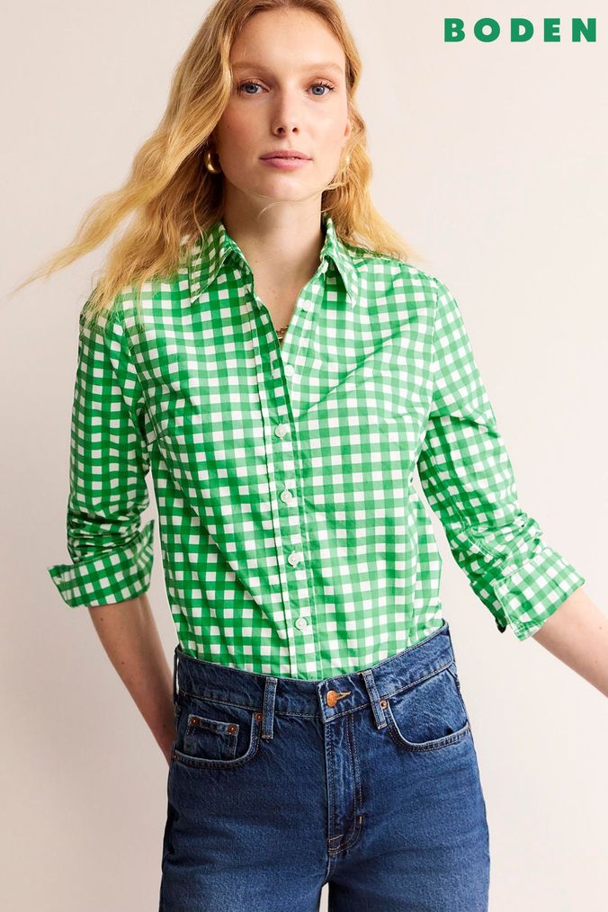 Green check deals shirt womens