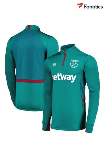 Fanatics Green West Ham United Umbro Training Half Zip Sweatshirt (N70743) | £80