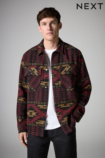 Red/Black Navajo Style Pattern Shacket (N70765) | £48