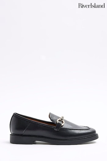 River Island Black Chain Detail Loafers (N70808) | £28