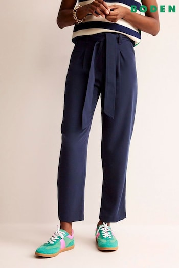 Boden Blue Tapered Tie Waist Trousers (N70827) | £85