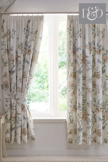 D&D Green Amelle Lined Pair of Pencil Pleat Curtains (N70854) | £45