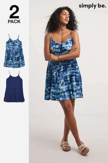 Simply Be Blue Tie Dye Value Beach Dresses 2 Pack (N70876) | £30