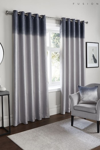 Fusion Grey Ombre Strata Dim Out Pair of Eyelet Curtains (N70884) | £30 - £80
