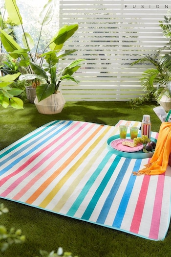 Fusion Multi Carlson Stripe Waterproof Backed Picnic Blanket (N70892) | £20
