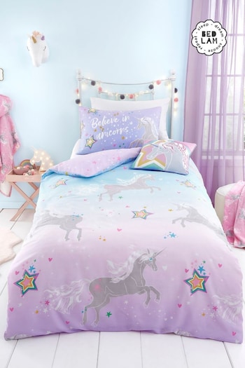 Bedlam Lilac Ombre Unicorn Glow in the Dark Duvet Cover Set (N70903) | £20 - £30
