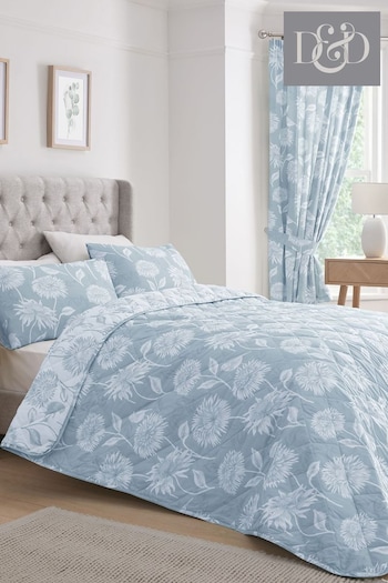 D&D Blue Chrysanthemum Reversible Bedspread (N70913) | £50