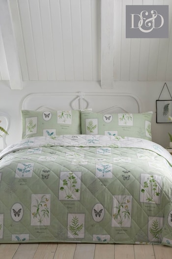 D&D Green Floral Garden Reversible Bedspread (N70916) | £50