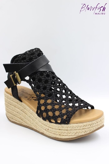 Blowfish Malibu Women's Lorrah Espadrille Wedge Black Sandals (N70946) | £75