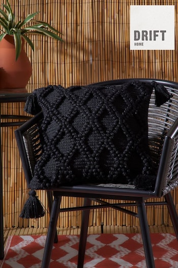 Drift Home Black Alda Outdoor Textured Filled Cushion (N70966) | £25