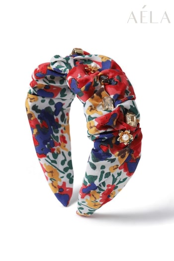 Aela Red Floral Bright Knot Headband (N71033) | £20