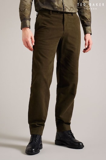 Ted Baker Green Rufust Slim Fit Stretch Moleskin Trousers (N71047) | £100