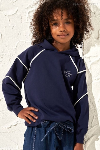 Angel & Rocket Vittoria Navy Lace Trim Hoodie (N71056) | £20 - £24