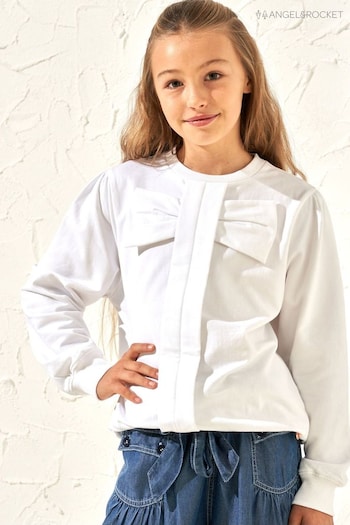 Angel & Rocket Ruthie White Bow Front Sweatshirt (N71085) | £20 - £24