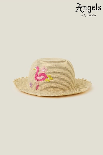 Angels By Accessorize Girls Natural Flamingo Floppy Hat (N71111) | £14