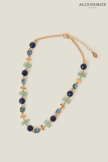 Accessorize Blue Mixed Shape Stone Necklace (N71121) | £16