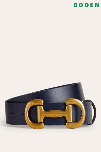 Boden Blue Iris Snaffle Trim Leather Belt (N71268) | £45