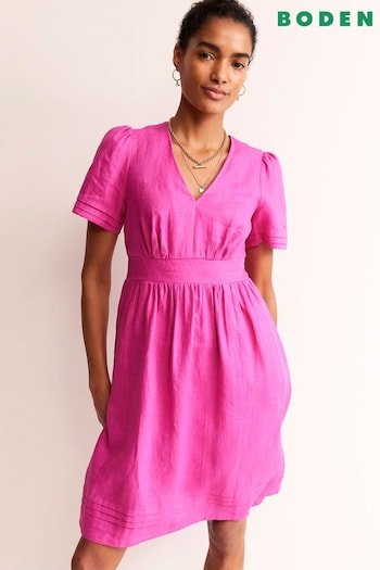 Boden Pink Petite Eve Linen Short Dress (N71302) | £110