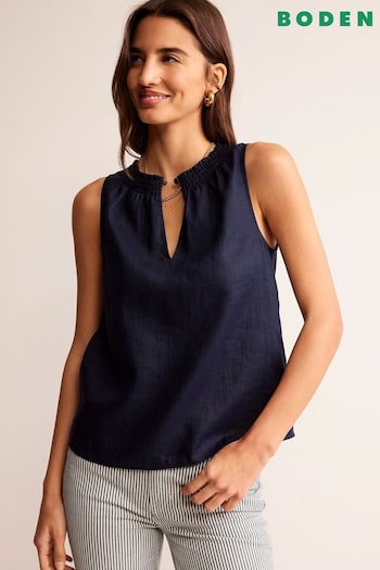 Boden Blue Georgia Linen Sleeveless Top (N71387) | £55