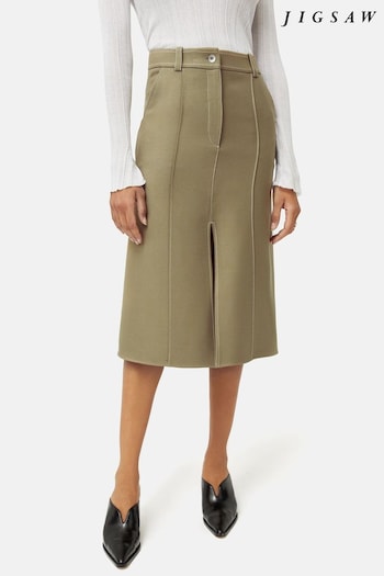 Jigsaw Green Seamed Detail A Line Skirt (N71392) | £175