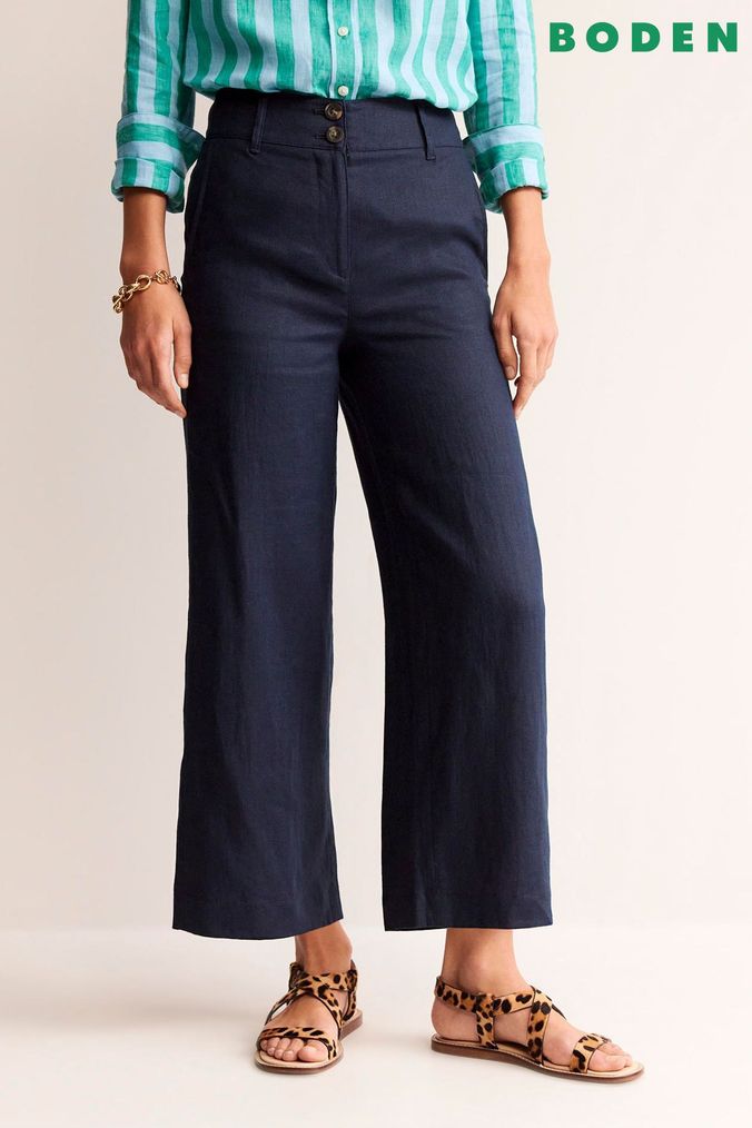 Navy cropped hot sale trousers next