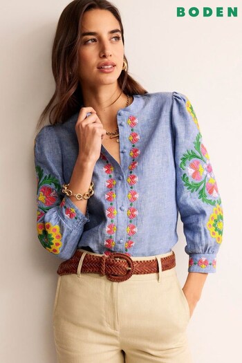 Boden Blue Ava Embroidered Top (N71437) | £98
