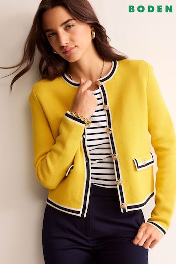 Boden Yellow Holly Cropped Knitted Cardigan (N71440) | £120