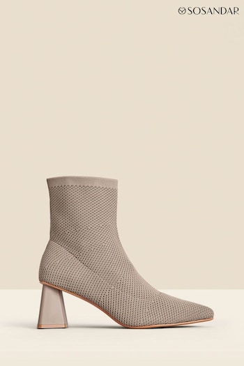 Sosandar Brown Angled Heel Knitted Sock Inspired Boots (N71462) | £69