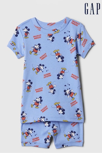Gap Blue Disney Mickey Mouse Short Sleeve Pyjama Set (6mths-5yrs) (N71463) | £20