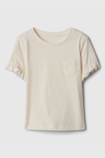 Gap Cream Ruffle Short Sleeve Crew Neck Pocket T-Shirt (Newborn-5yrs) (N71470) | £6