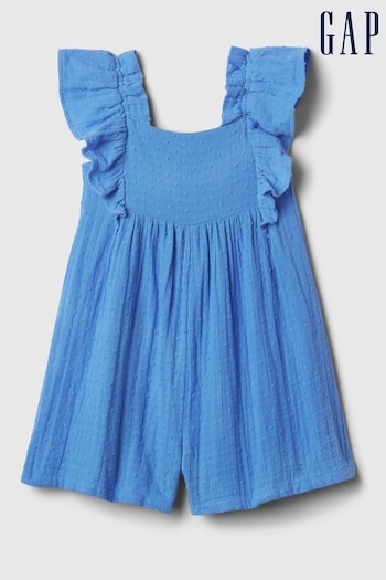 Gap Blue Crinkle Cotton Flutter Sleeve Rompersuit (6mths-5yrs) (N71487) | £25