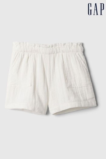 Gap White Crinkle Cotton Pull On shoe-care Shorts (12mths-5yrs) (N71497) | £12