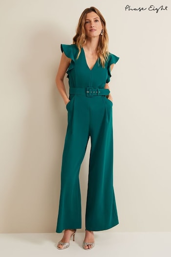 Phase Eight Green Kallie Belted Jumpsuit (N71516) | £149