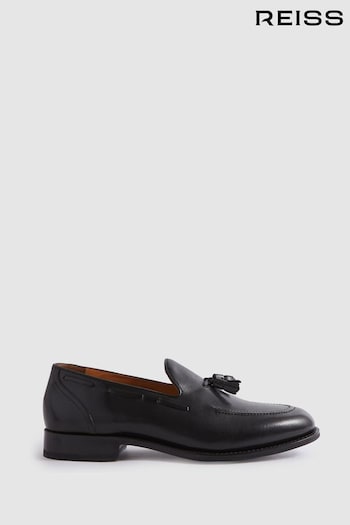 Reiss Black Clayton Leather Tassel Loafers (N71519) | £228