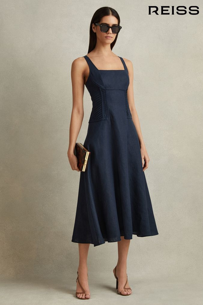Next blue linen dress hot sale