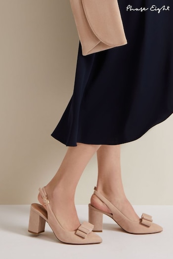 Phase Eight Natural Bow Front Slingback Block Heel Shoes (N71556) | £109