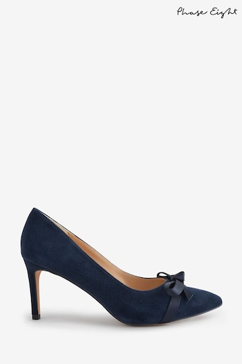 Phase Eight Blue Suede Bow Front Court Shoes (N71558) | £109