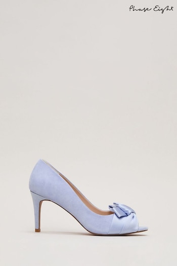 Phase Eight Blue Satin Twist Peep Toe Shoes (N71565) | £109