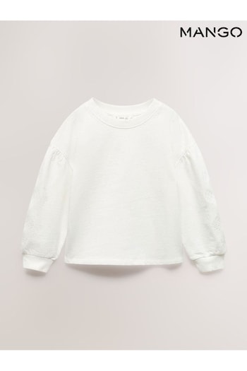 Mango Embroidered Sleeve White Sweatshirt (N71582) | £23