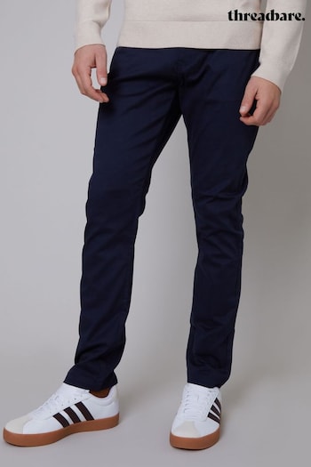 Threadbare Blue Cotton Slim Fit 5 Pocket Chino Trousers With Stretch (N71598) | £32