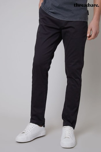 Threadbare Black Cotton Slim Fit Chino Trousers With Stretch (N71599) | £24