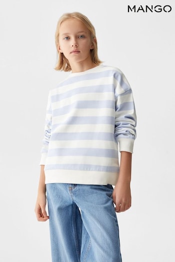 Mango Embossed Flowers Blue/White Sweatshirt (N71601) | £26