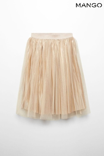 Mango Gold Metallic Tulle Skirt (N71603) | £28