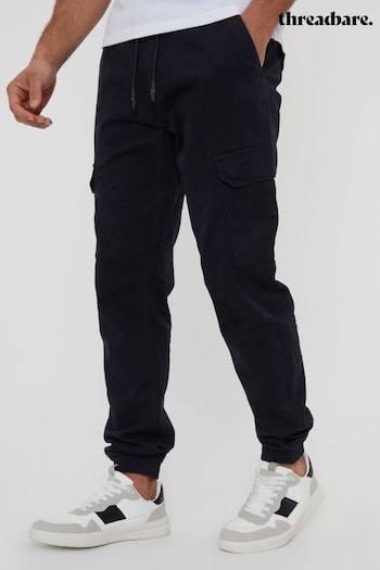 Threadbare Black Cotton Jogger Style Cargo Trousers With Stretch (N71618) | £32