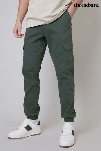 Threadbare Grey Cotton Jogger Style Cargo Trousers With Stretch (N71619) | £32