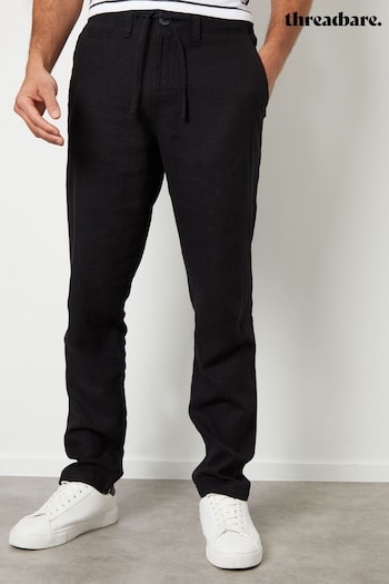 Threadbare Black Linen Blend Trousers (N71620) | £30